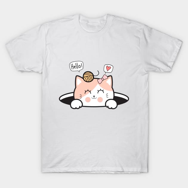 Lovely Cute Cat T-Shirt by Lovely Arts